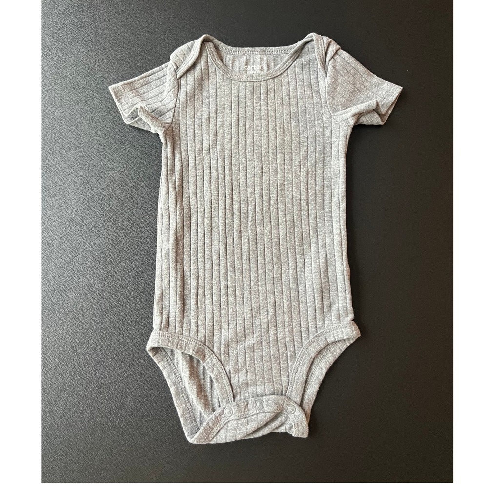 Carters Child of Mine Baby Bodysuit Heather Gray Ribbed Short Sleeve 18M (1011)